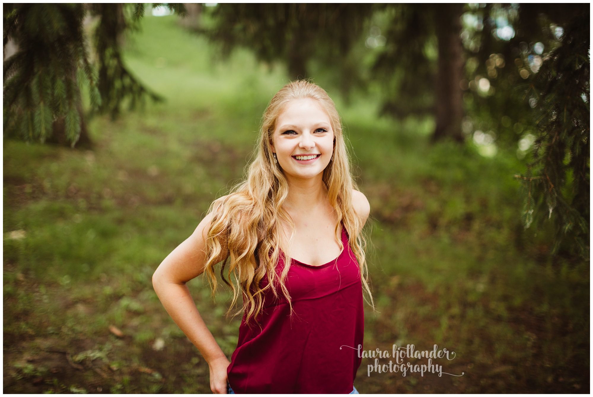 lakeview high school senior girl in Battle Creek, woodland backdrop