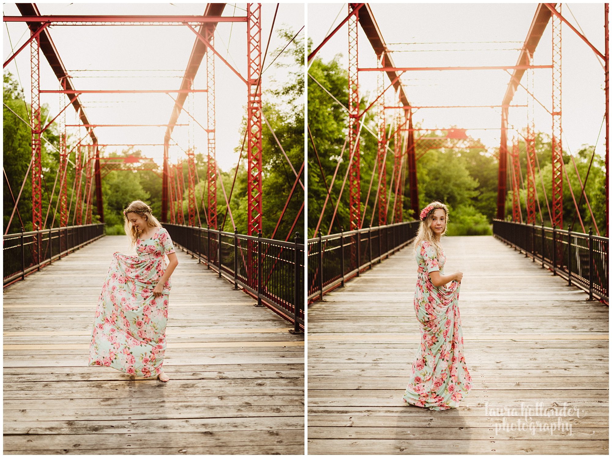 tween girl, bridge photoshoot in battle Creek MI with laura hollander photography