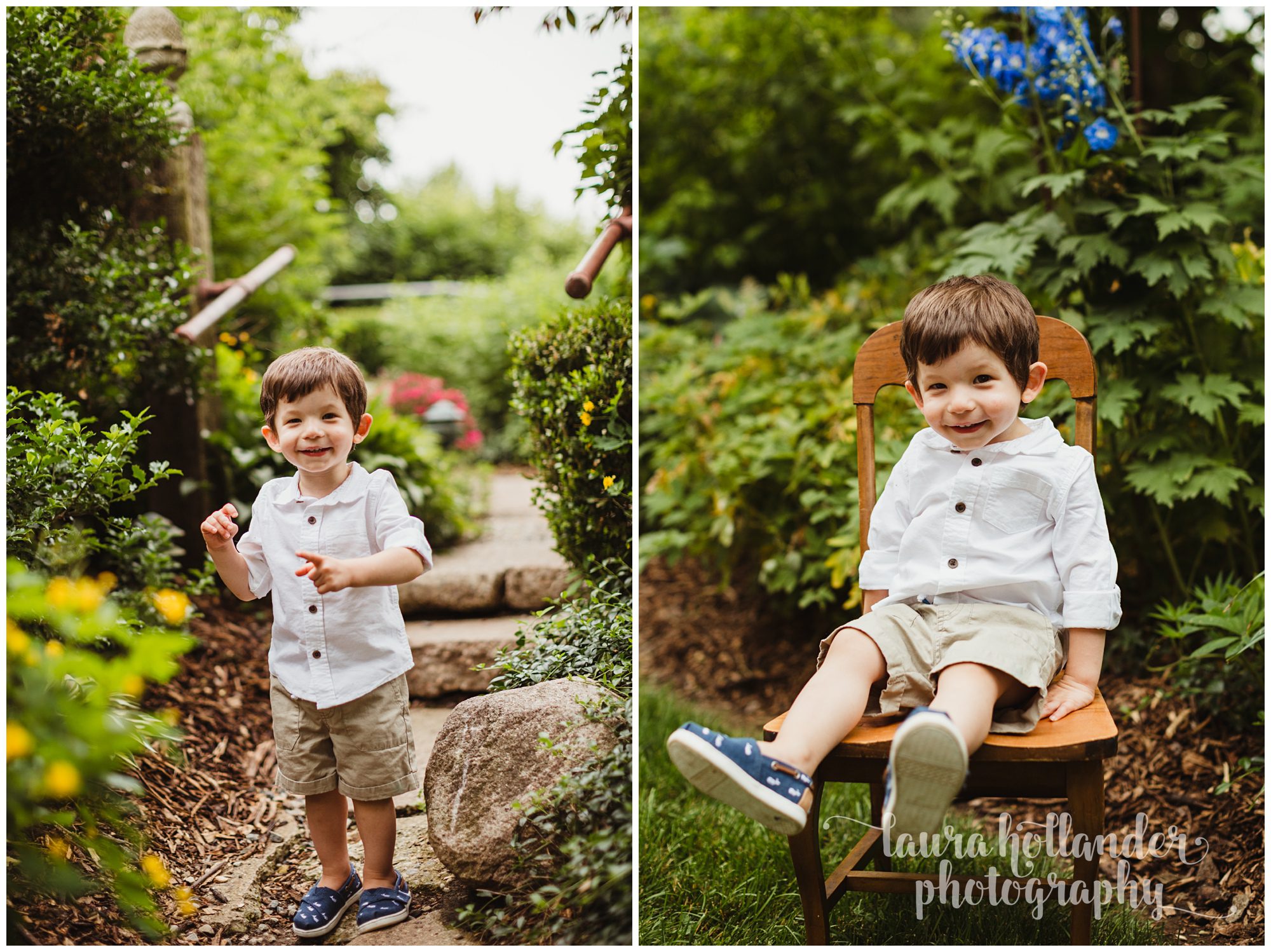 two year old garden session in Battle Creek MI with Laura Hollander Photography