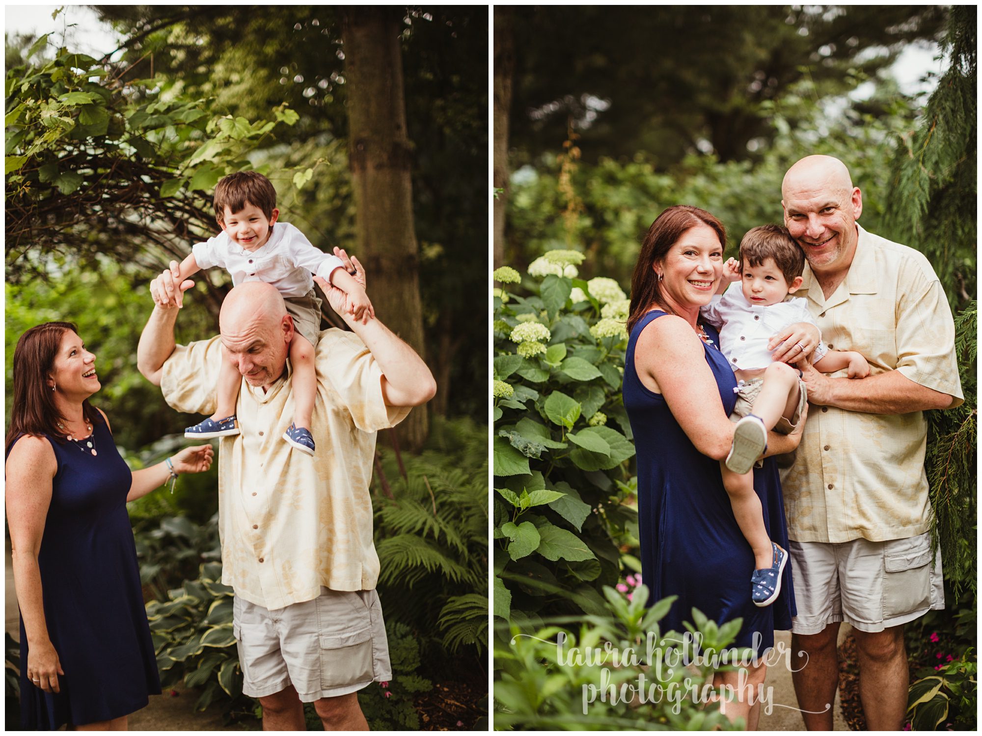 family of three, two year old garden session in Battle Creek MI with Laura Hollander Photography