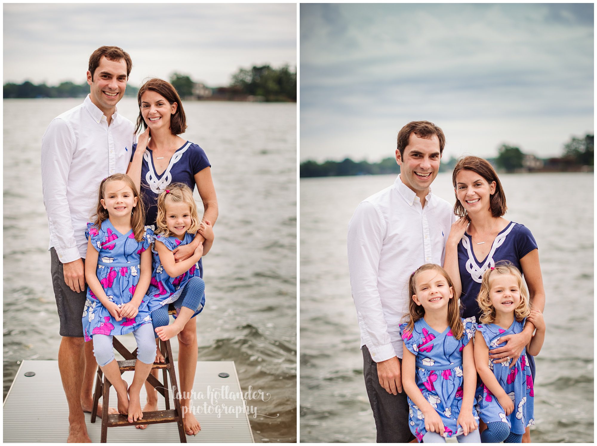 family of four, lake goguac, battle creek michigan lifestyle photography, Laura Hollander Photography, lake portraits