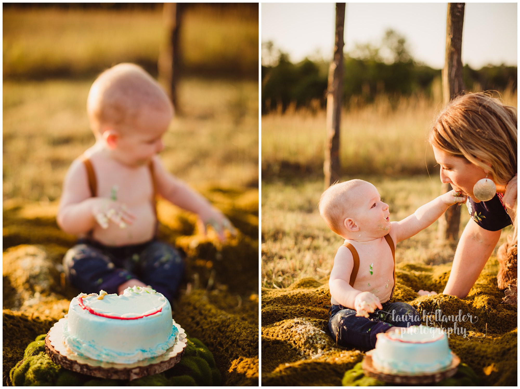 one year milestone, cake smash, field, Laura Hollander Photography, Battle Creek, MI