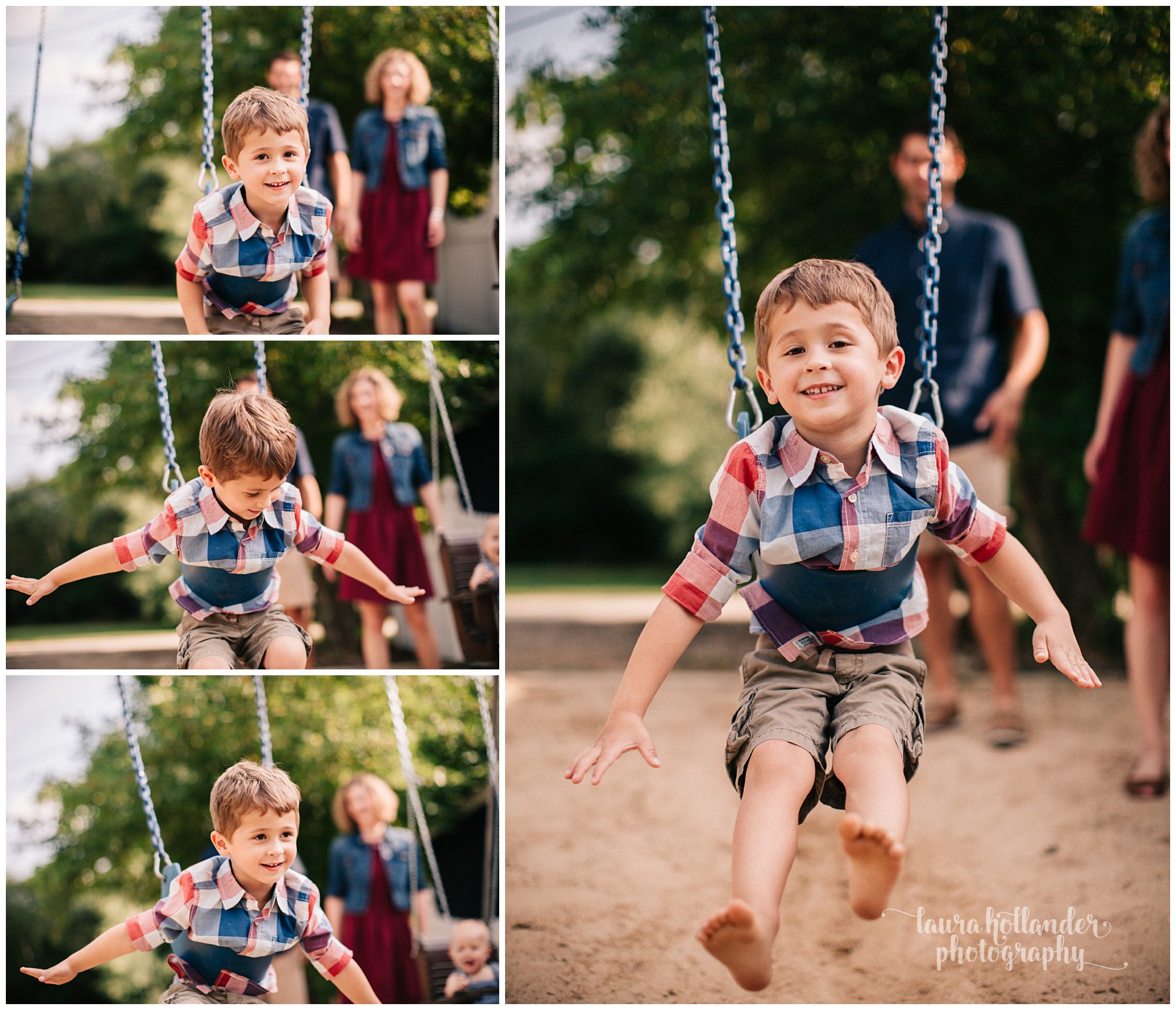 toddler boy on swing set, cottage summer mini sessions, Laura Hollander Photography