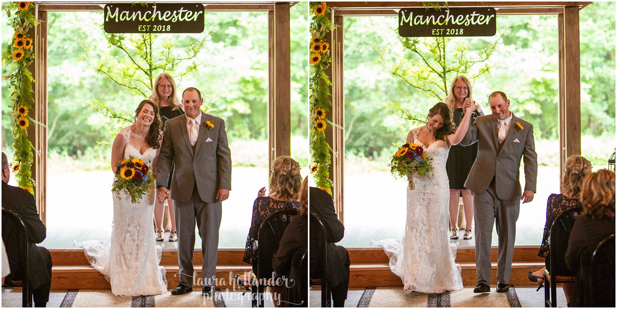 wedding ceremony at Lawton Community Center, MI.  Laura Hollander Photography, Southwest Michigan wedding photographer