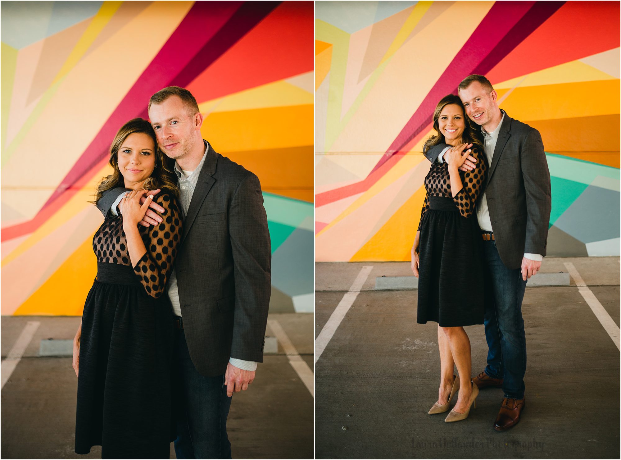 engagement photos in Detroit Michigan at The Z Lot, parking garage photo shoot with Laura Hollander Photography