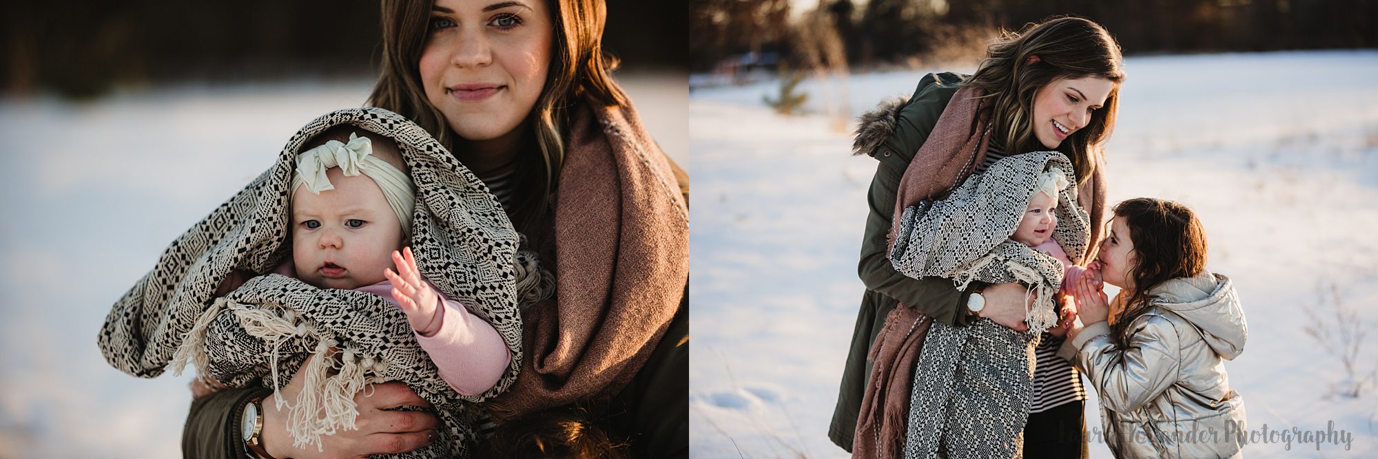 mom and baby girl, winter family portraits in southwest Michigan with Laura Hollander Photography