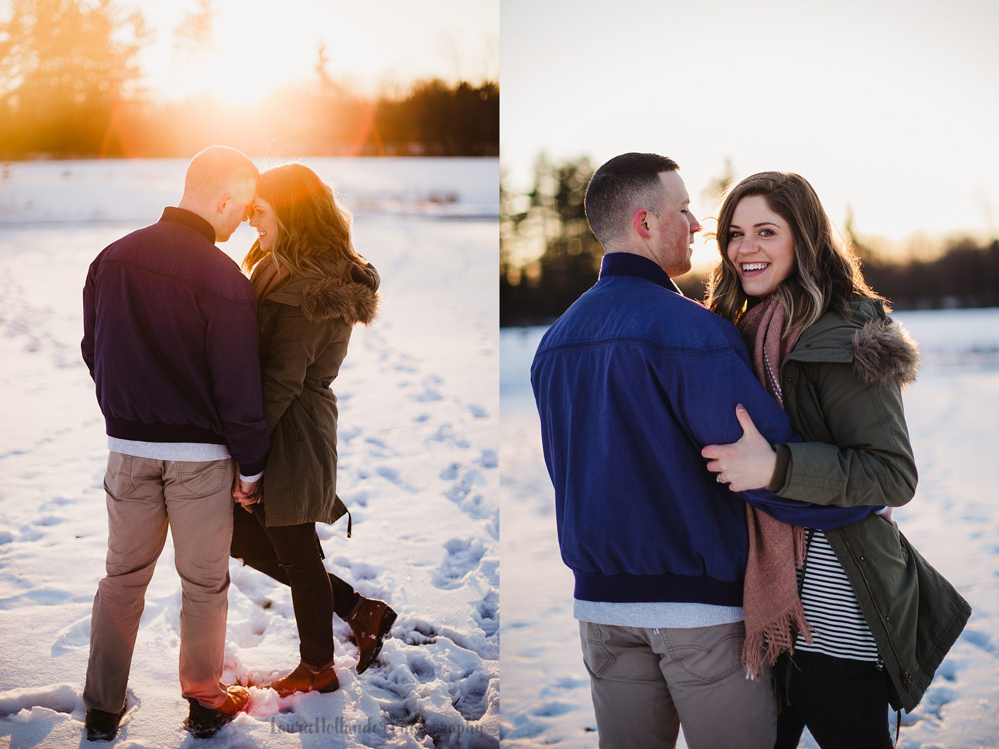 winter couple photoshoot, winter family portraits in southwest Michigan with Laura Hollander Photography