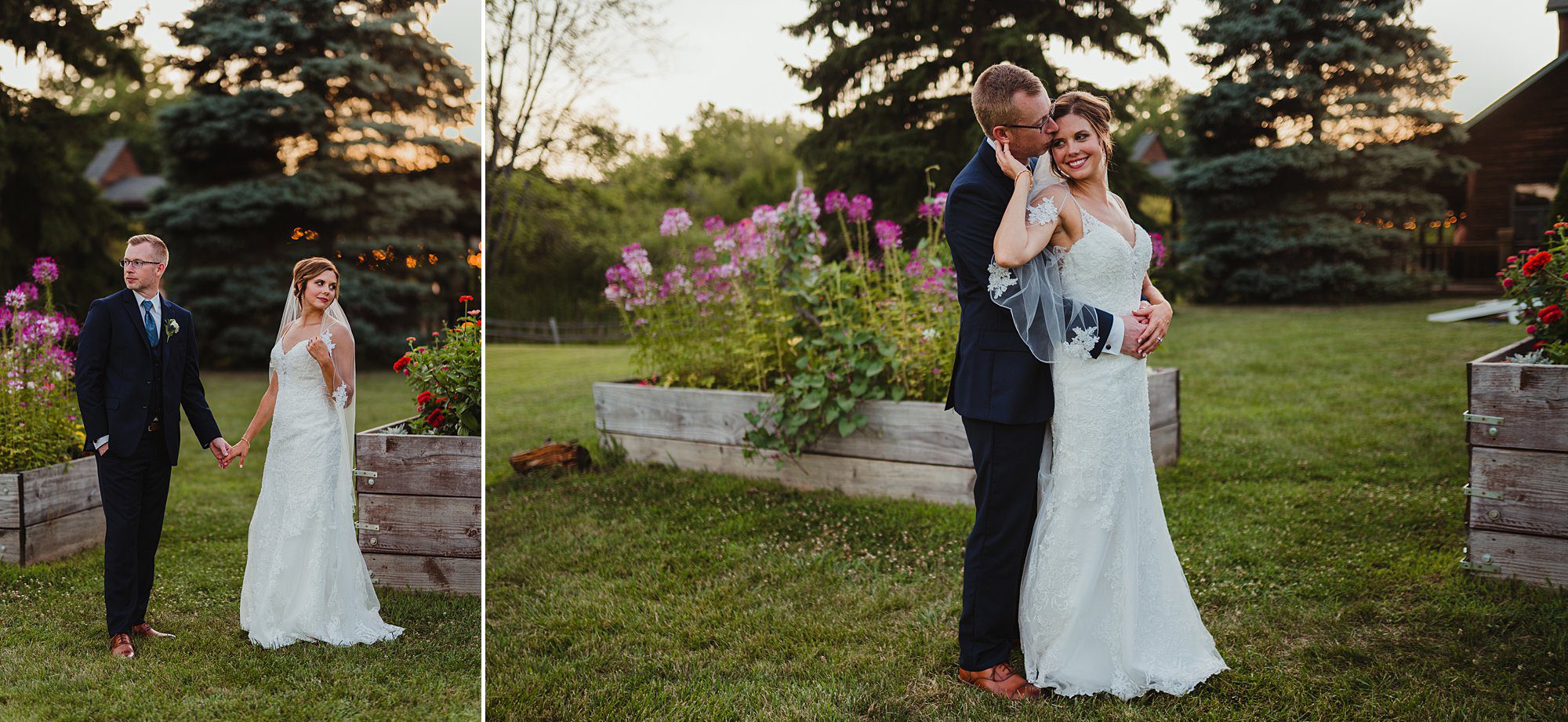 bride and groom portraits at Fenton Winery and Brewery, MI