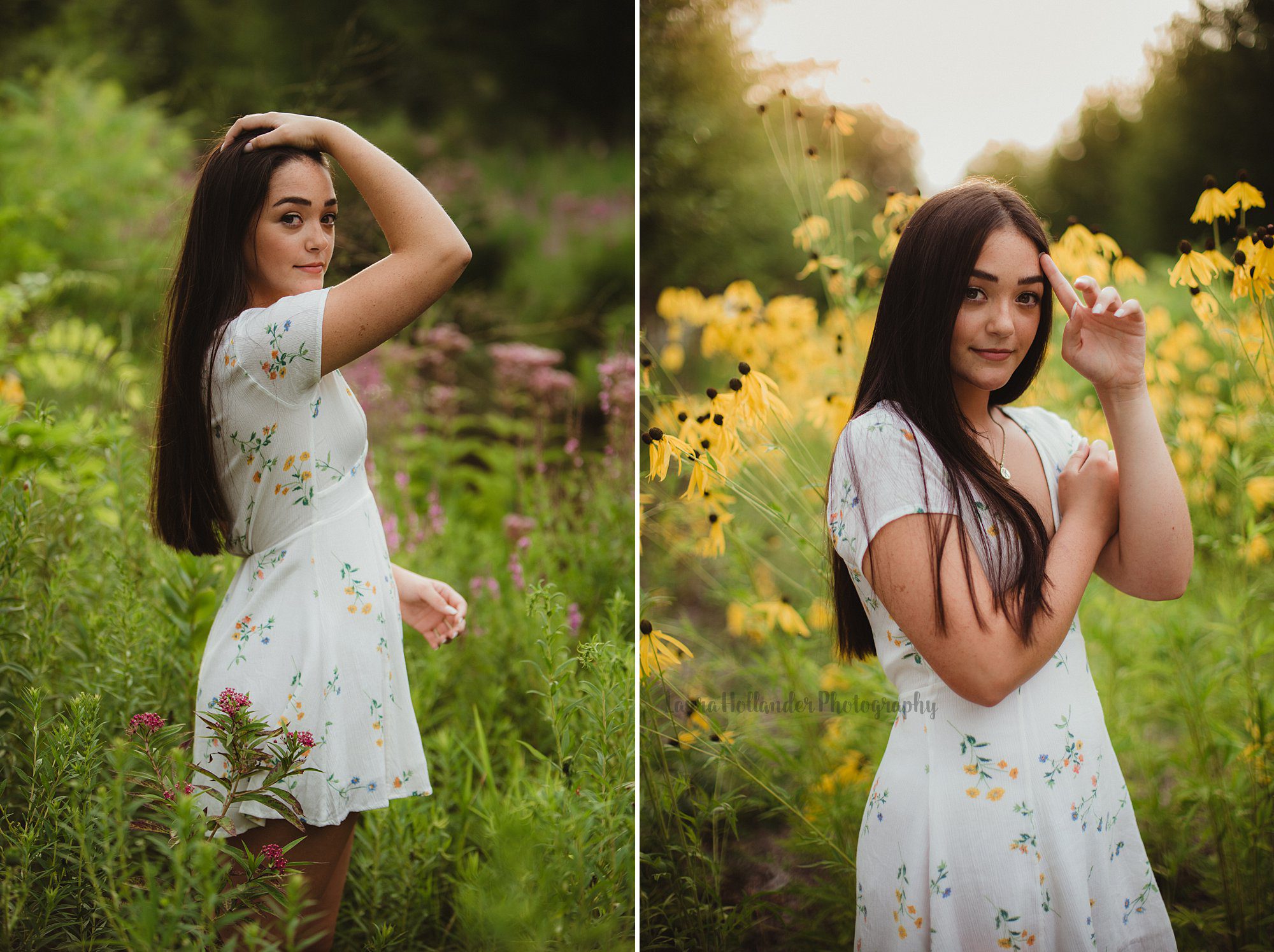 senior girl with wildflowers