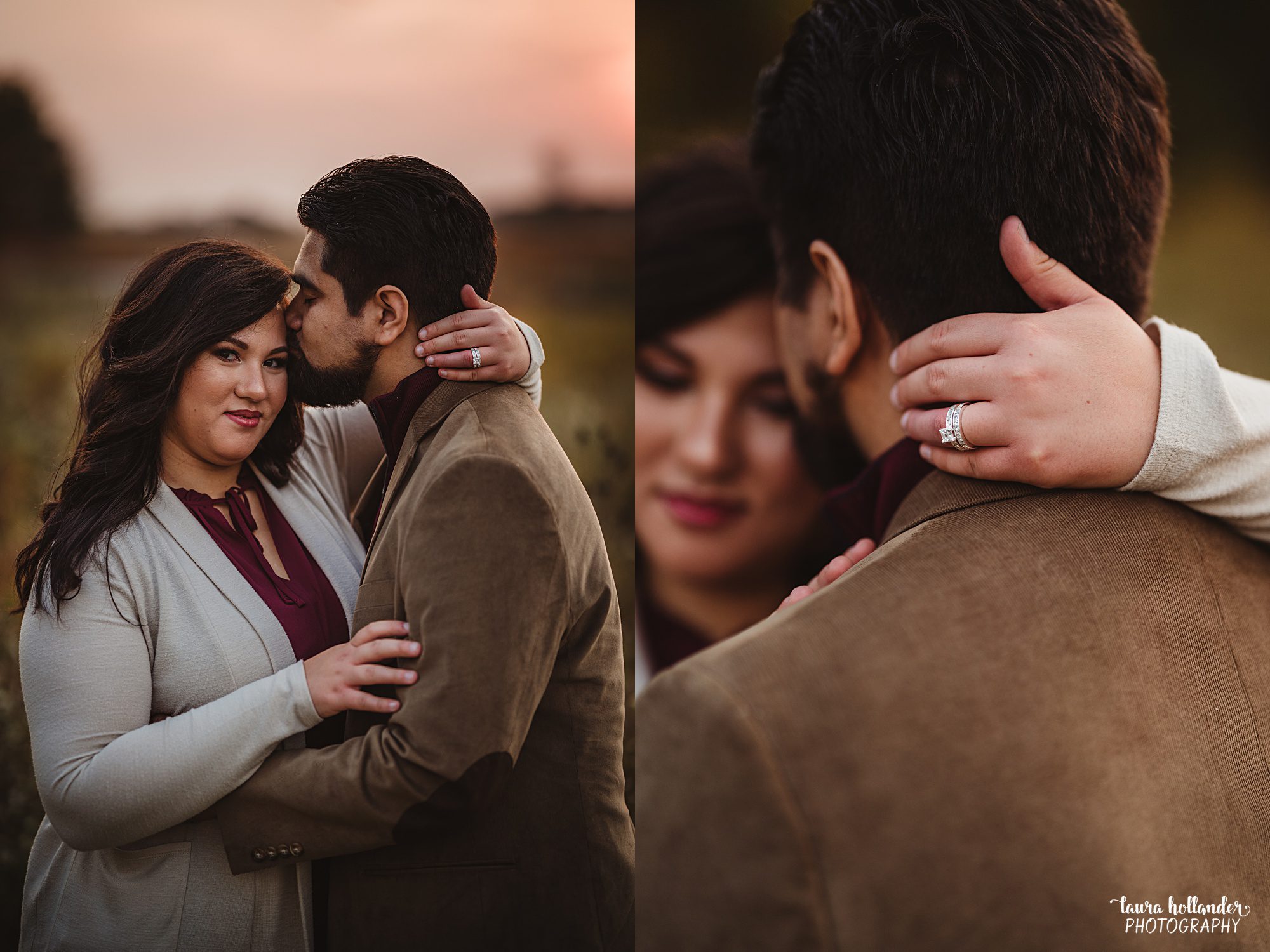 engagement photos, surprise proposal at sunset